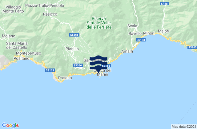Carte des horaires des marées pour Conca dei Marini, Italy