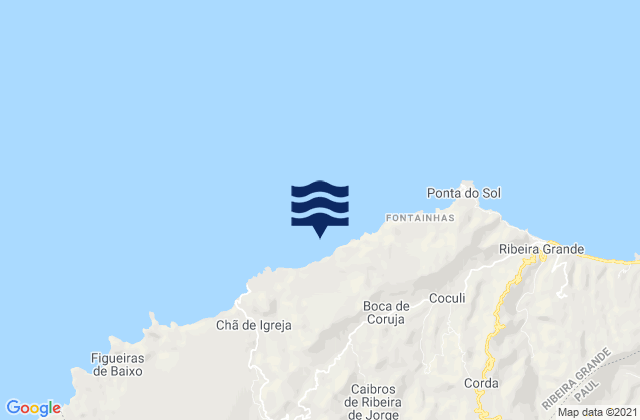 Carte des horaires des marées pour Concelho da Ribeira Grande, Cabo Verde