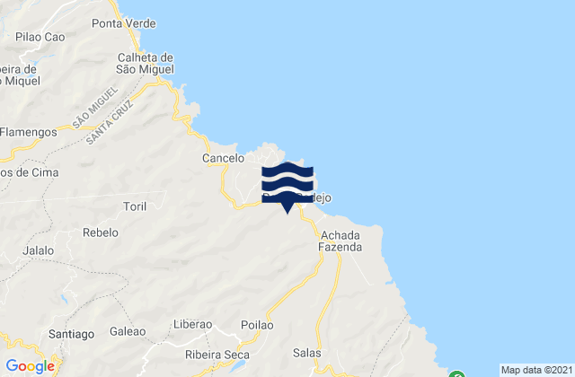 Carte des horaires des marées pour Concelho de Santa Cruz, Cabo Verde