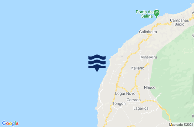 Carte des horaires des marées pour Concelho do São Filipe, Cabo Verde