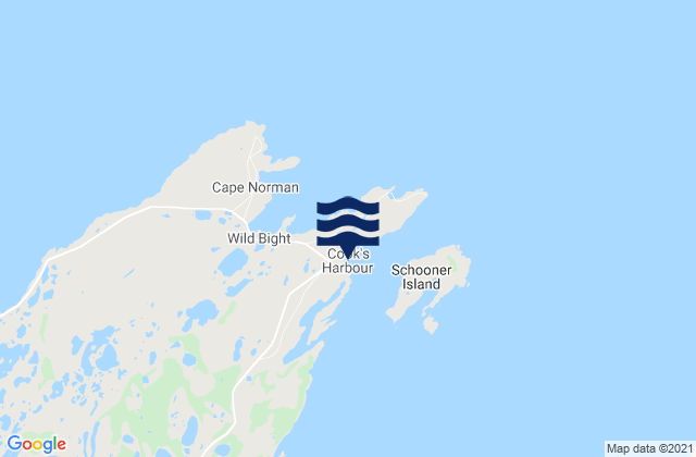 Carte des horaires des marées pour Cook's Harbour, Canada