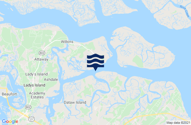 Carte des horaires des marées pour Coosaw Island South of Morgan River, United States