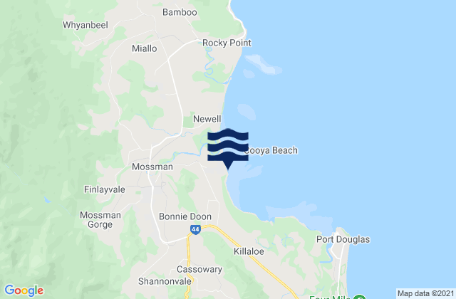 Carte des horaires des marées pour Cooya Beach, Australia