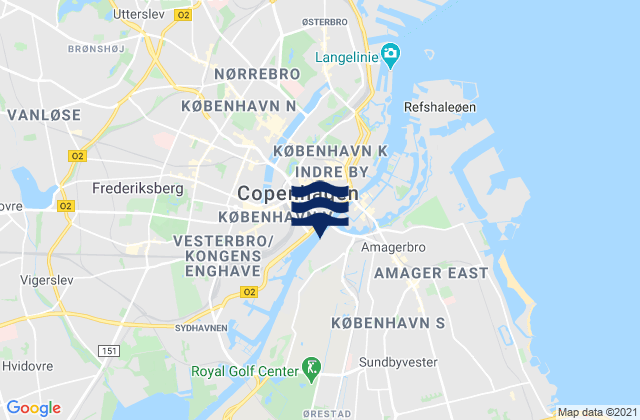 Carte des horaires des marées pour Copenhagen, Denmark
