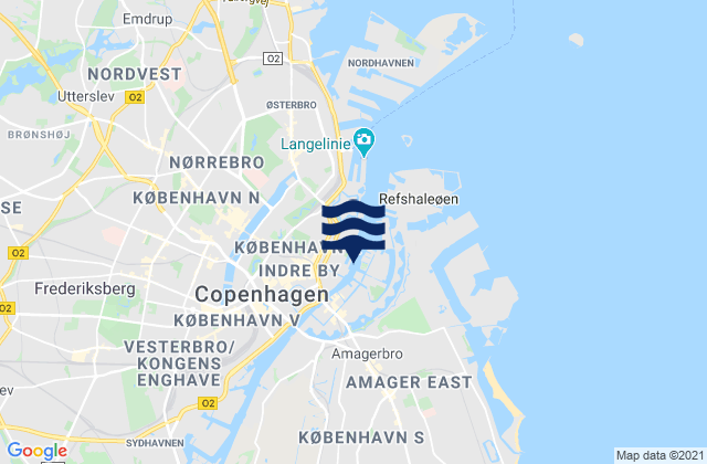 Carte des horaires des marées pour Copenhagen Port, Denmark