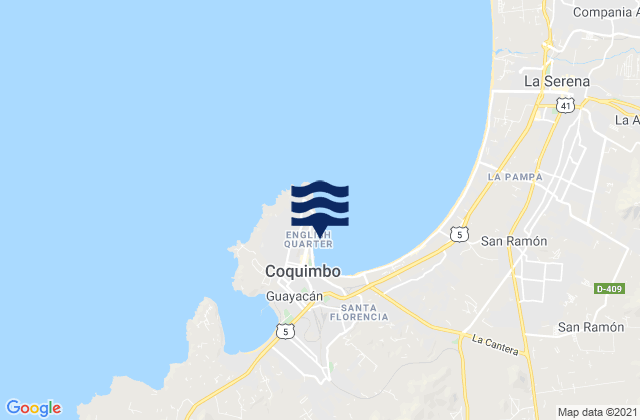 Carte des horaires des marées pour Coquimbo, Chile