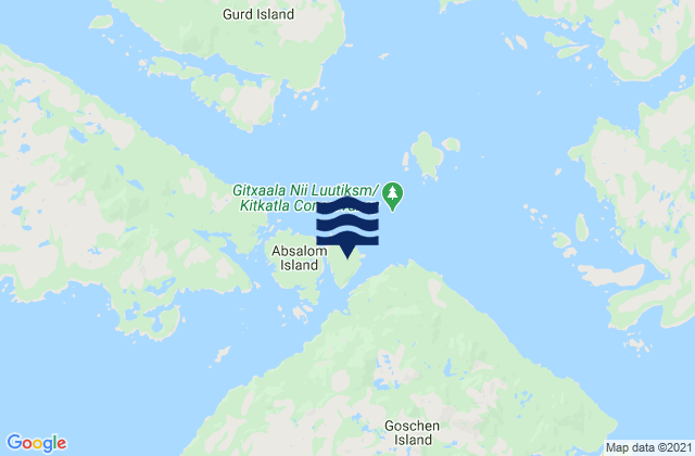 Carte des horaires des marées pour Coquitlam Island, Canada