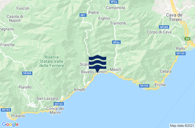 Carte des horaires des marées pour Corbara, Italy