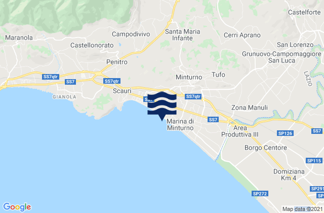 Carte des horaires des marées pour Coreno Ausonio, Italy