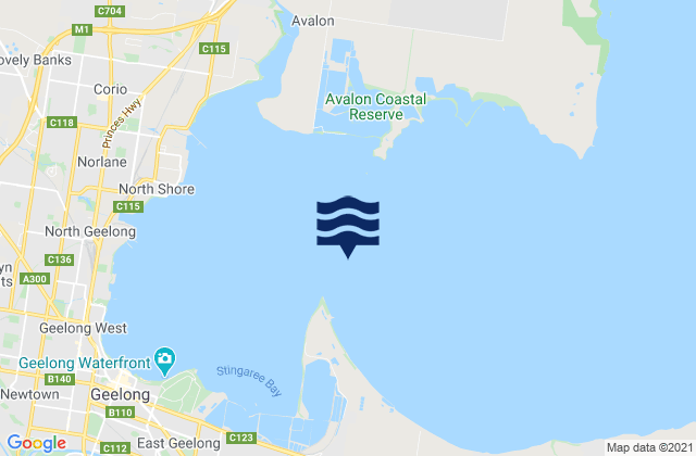 Carte des horaires des marées pour Corio Bay, Australia