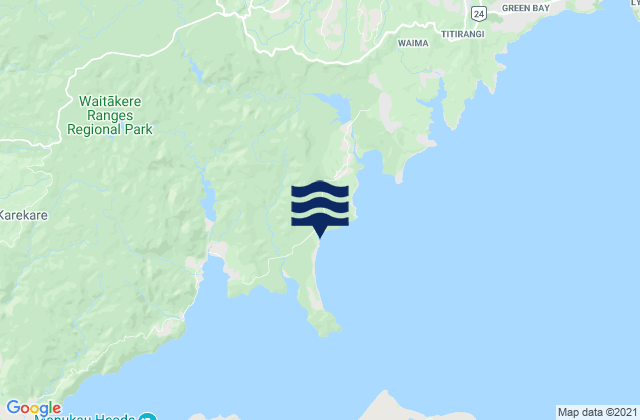 Carte des horaires des marées pour Cornwallis Beach, New Zealand