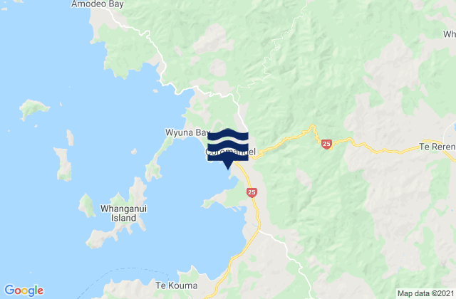 Carte des horaires des marées pour Coromandel, New Zealand