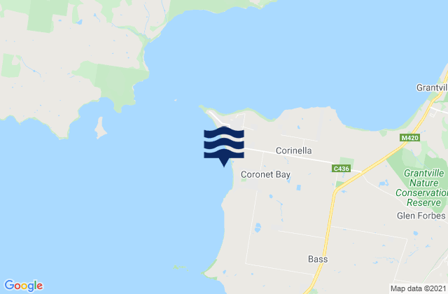 Carte des horaires des marées pour Coronet Bay, Australia