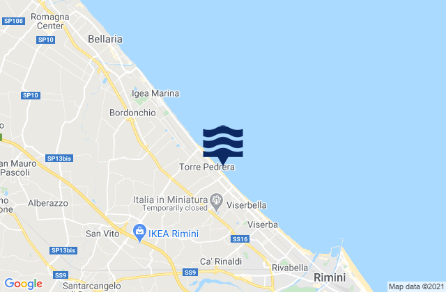 Carte des horaires des marées pour Corpolò, Italy