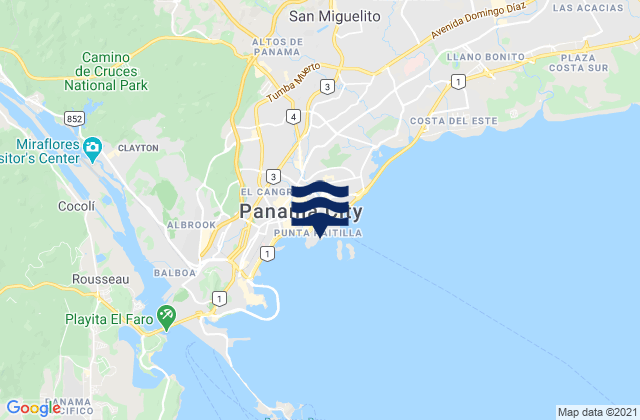 Carte des horaires des marées pour Corregimiento San Francisco, Panama