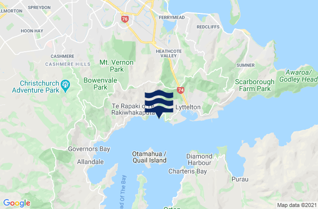 Carte des horaires des marées pour Corsair Bay, New Zealand