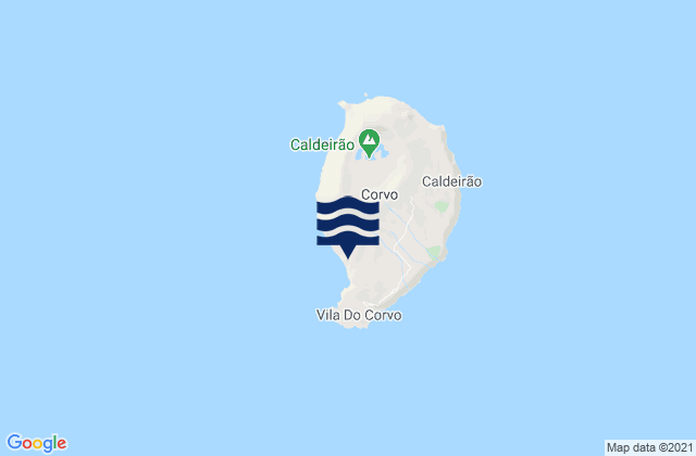 Carte des horaires des marées pour Corvo, Portugal