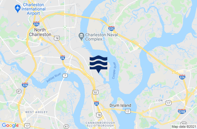 Carte des horaires des marées pour Cosgrove Bridge, United States