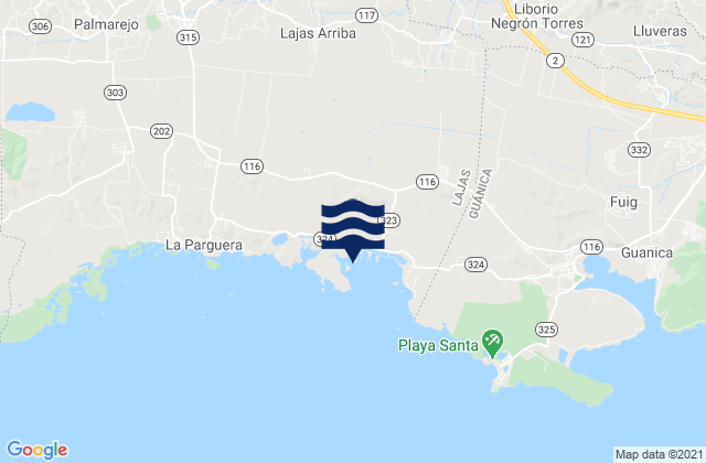 Carte des horaires des marées pour Costa Barrio, Puerto Rico