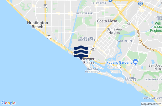 Carte des horaires des marées pour Costa Mesa, United States