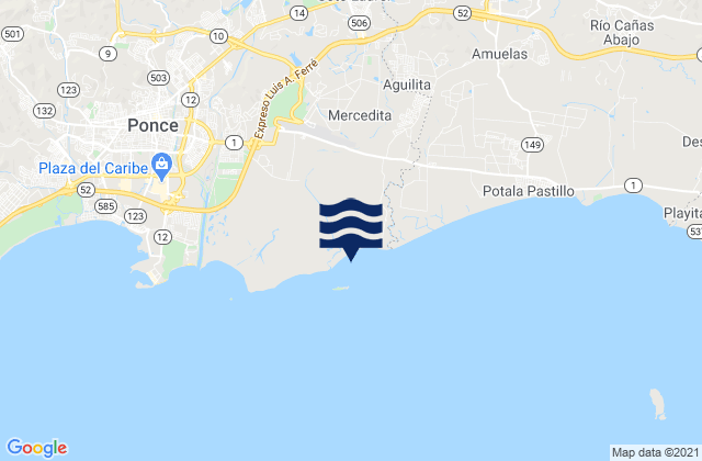 Carte des horaires des marées pour Coto Laurel Barrio, Puerto Rico