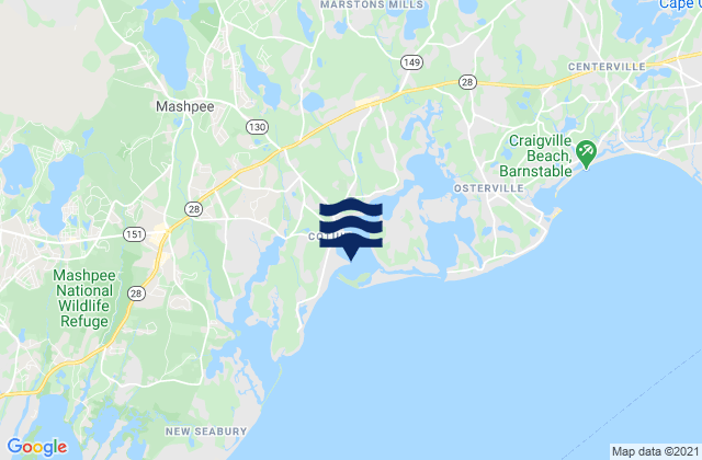 Carte des horaires des marées pour Cotuit Bay entrance (Bluff Point), United States