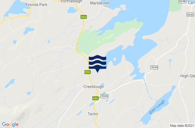 Carte des horaires des marées pour County Donegal, Ireland