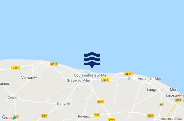 Carte des horaires des marées pour Courseulles-sur-Mer, France