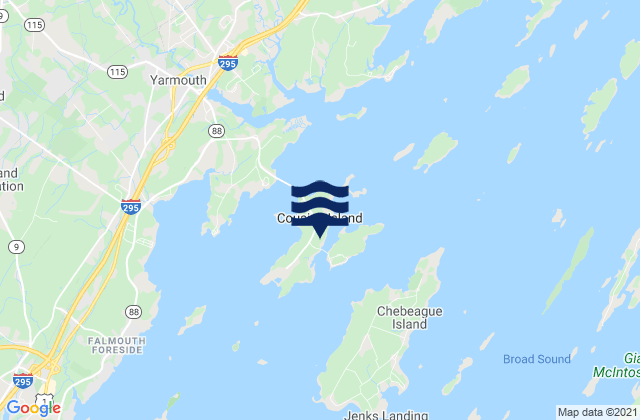Carte des horaires des marées pour Cousins Island, United States