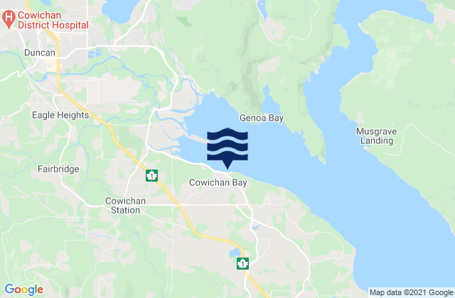 Carte des horaires des marées pour Cowichan Bay, Canada