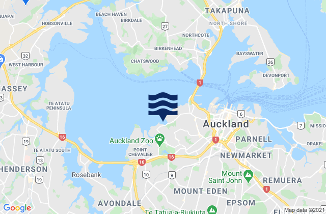 Carte des horaires des marées pour Coxs Bay, New Zealand