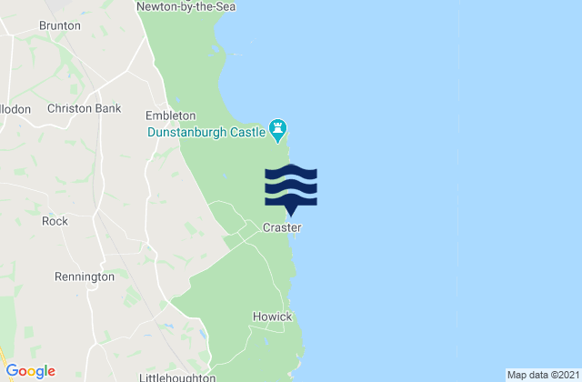 Carte des horaires des marées pour Craster Beach, United Kingdom
