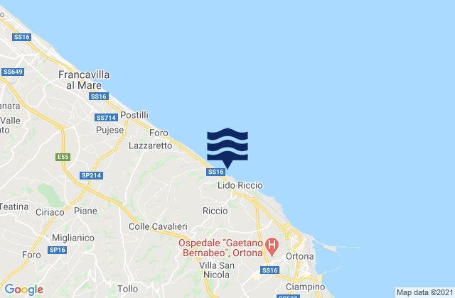 Carte des horaires des marées pour Crecchio, Italy