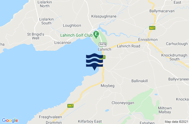 Carte des horaires des marées pour Cregg / Moy Beach, Ireland