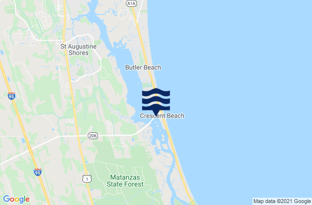Carte des horaires des marées pour Crescent Beach, United States