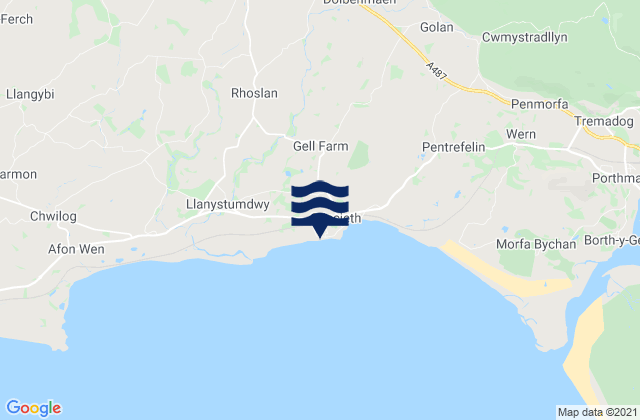 Carte des horaires des marées pour Criccieth Castle Beach, United Kingdom