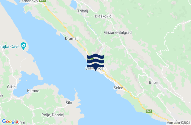 Carte des horaires des marées pour Crikvenica, Croatia