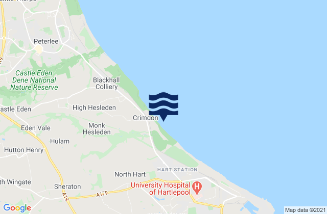 Carte des horaires des marées pour Crimdon Park Beach, United Kingdom