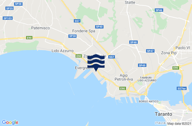 Carte des horaires des marées pour Crispiano, Italy