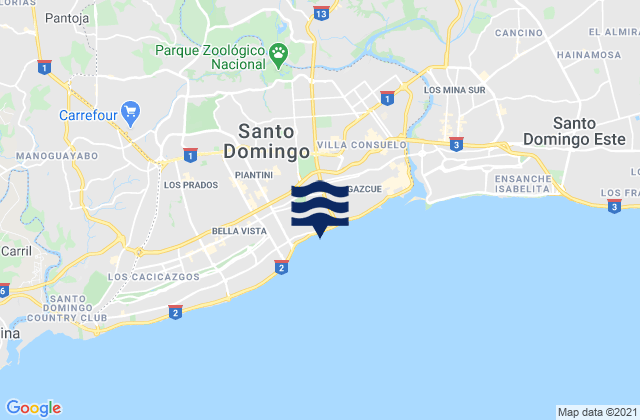 Carte des horaires des marées pour Cristo Rey, Dominican Republic