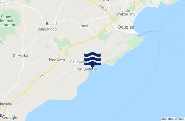Carte des horaires des marées pour Crosby, Isle of Man