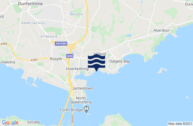 Carte des horaires des marées pour Crossgates, United Kingdom