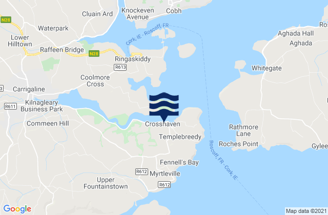 Carte des horaires des marées pour Crosshaven, Ireland