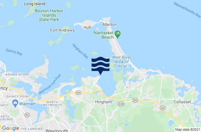 Carte des horaires des marées pour Crow Point (Hingham Harbor Entrance), United States