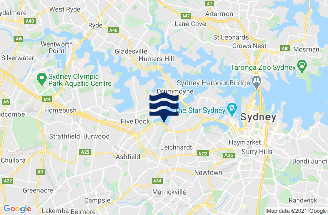 Carte des horaires des marées pour Croydon, Australia