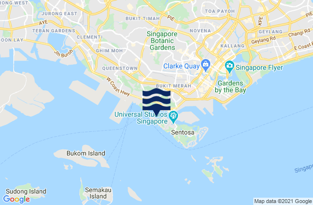 Carte des horaires des marées pour Cruise Bay, Singapore