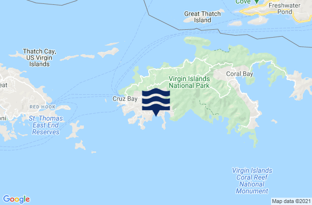 Carte des horaires des marées pour Cruz Bay, U.S. Virgin Islands