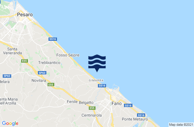 Carte des horaires des marées pour Cuccurano, Italy