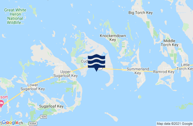 Carte des horaires des marées pour Cudjoe Key (Cudjoe Bay), United States