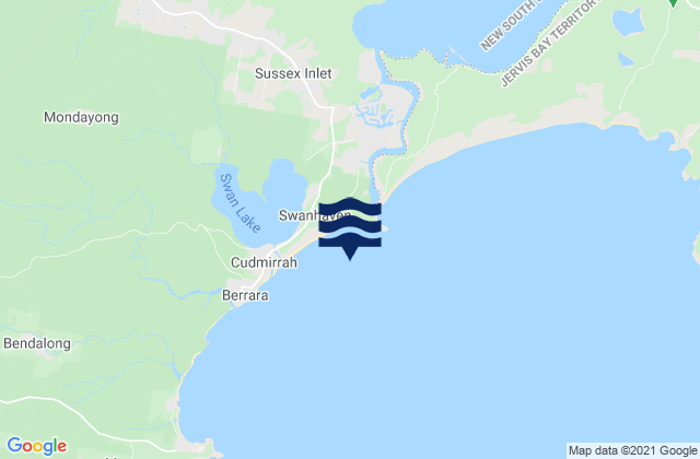 Carte des horaires des marées pour Cudmirrah Beach, Australia